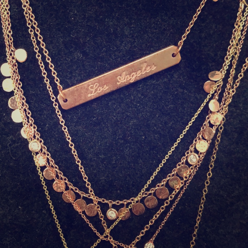 Coordinates Necklace of Los Angeles in Rose Gold